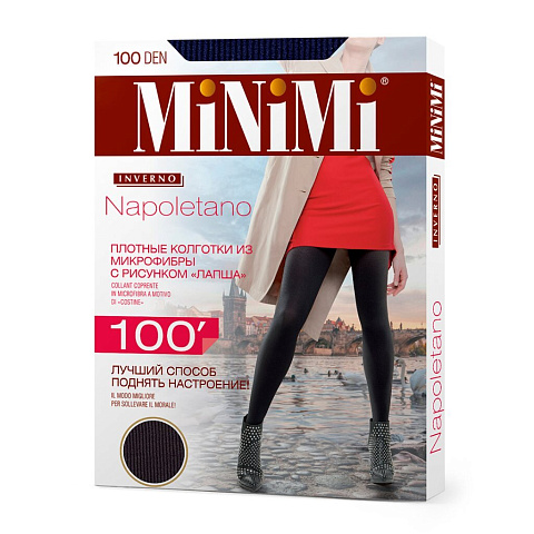 Колготки Minimi, Mini Napoletano, 100 DEN, микрофибра, р. 4, blu/синие, лапша