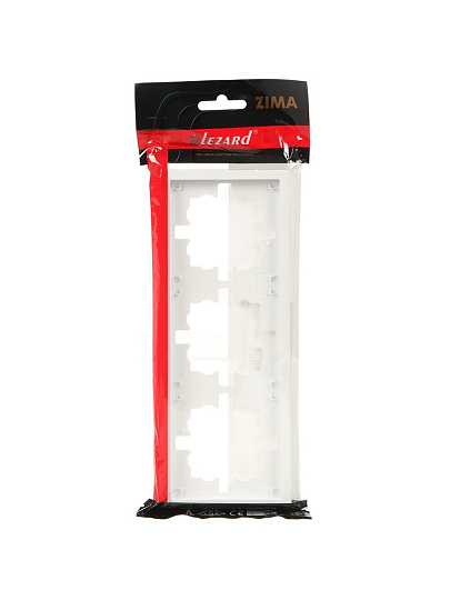 Рамка трехпостовая, горизонтальная, 227х85х11 мм, пластик, белая, без вставки, Lezard, Zima, 704-0200-148