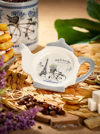 Подставка для чайных пакетиков, доломит, фигурная, 12х8.4 см, Daniks, Прованс