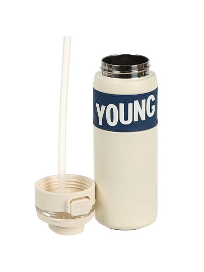 Термобутылка нержавеющая сталь, 0.65 л, Young, колба нержавеющая сталь, белая, Y4-9339