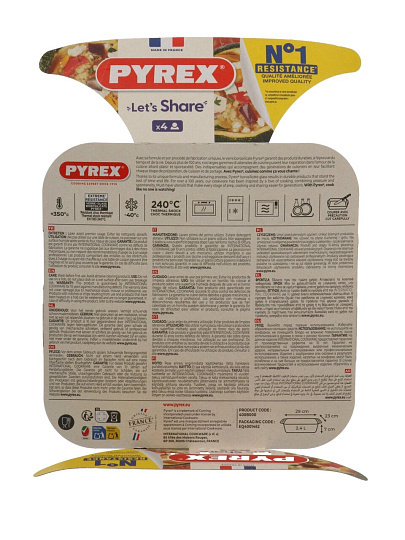 Форма для запекания стекло, 23х29х7 см, 2.3 л, прямоугольная, Pyrex, Optimum, 400B000/7046