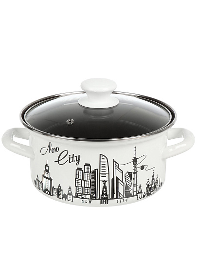 Набор посуды эмалированная сталь, 6 предметов, кастрюли 1.5,2.3,3 л, Керченский металлургический завод, Новый город-1-Экстра