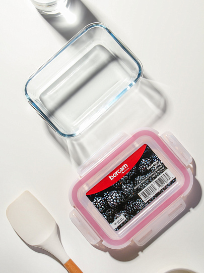 Форма для запекания стекло, 17.8х12.6х6 см, 0.78 л, прямоугольная, с пластиковой крышкой, Borcam, BAKE&amp;STORE, 59564