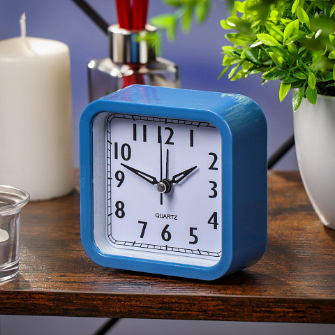 Часы-будильник настольные, 9.7х9.7 см, квадратные, пластик, в ассортименте, Классик, Y4-5210