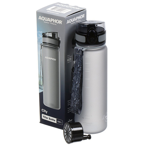 Фильтр-бутылка Аквафор, для холодной воды, 0.5 л, серый, 507883