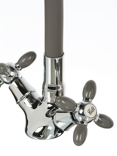 Смеситель для кухни, Антей, Радуга, гибкий излив, с кран-буксой, серый, 5770719-ANT