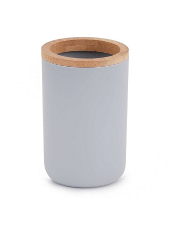 Стакан для зубных щеток, пластик, серый, Альтернатива, Бамбук, М8054