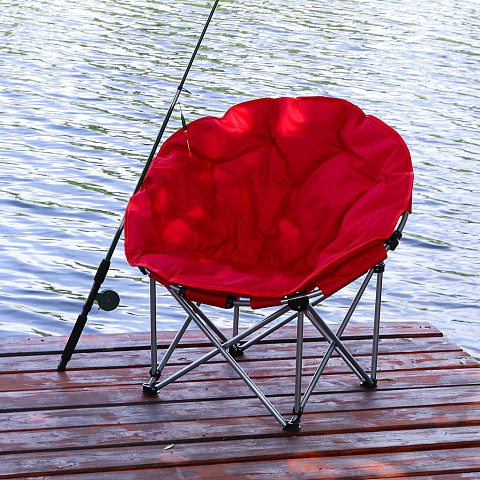 Кресло складное 82х80х72 см, Гриб, красное, полиэстер 600D, с сумкой-чехлом, 100 кг, Green Days