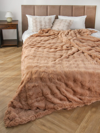 Покрывало евро, 240х260 см, 100% полиэстер, верх ткань 460 гр/м, низ ткань 200гр/м, Silvano, Кролик, какао