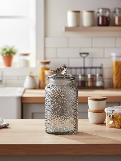 Банка для сыпучих продуктов, стекло, 1.3 л, с крышкой, Lefard, Garden Grey, 172-186