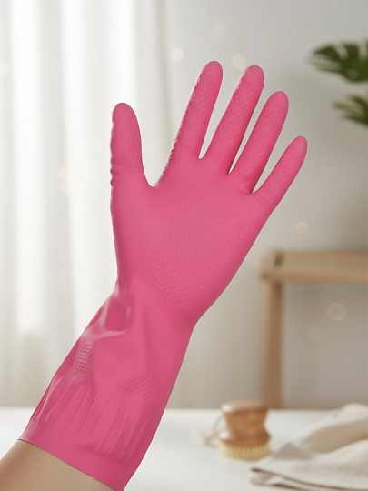 Перчатки латекс, хлопковое напыление, размер S, Аквамаг, Универсальные, ПЛ-01S/ОП