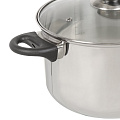 Кастрюля нержавеющая сталь, 4.5 л, крышка стекло, DNN4, GS-01110-22CA-1, индукция - фото 2