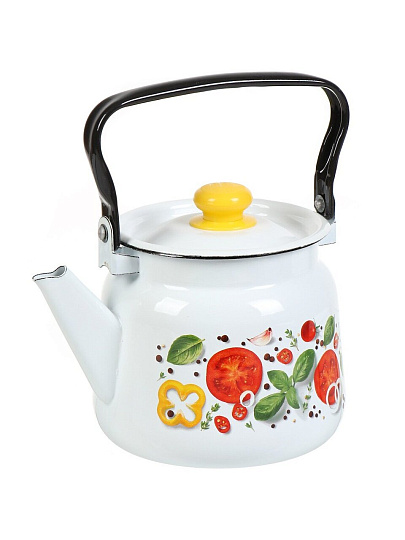 Чайник сталь, эмалированное покрытие, 2.3 л, с пластиковой кнопкой, ручка металлическая, Сибирские товары, Каприче, белый, С2714.3*118