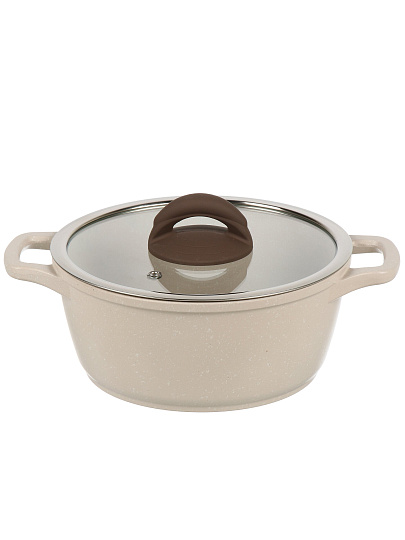 Кастрюля алюминий, антипригарное покрытие, 2 л, крышка стекло, Гурман, Pollen light, ГМк203 ПЛИ, индукция