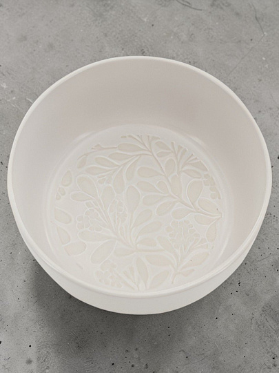 Салатник керамика, круглый, 14х7 см, 0.84 л, Белый рельефный, МФК, MFK20674, белый