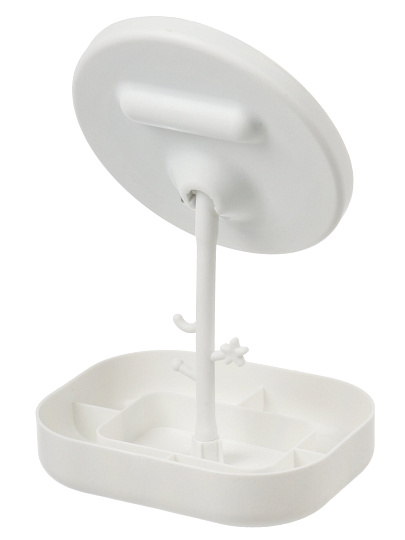 Зеркало настольное, 27.5х17.5 см, круглое, с подставкой, белое, Y4-11527