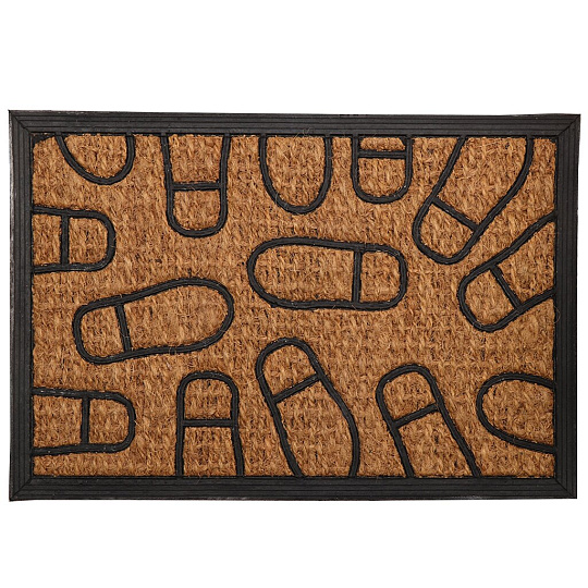 Коврик грязезащитный, 40х60 см, прямоугольный, кокосовое волокно, Следы, Sunstep, 32-081