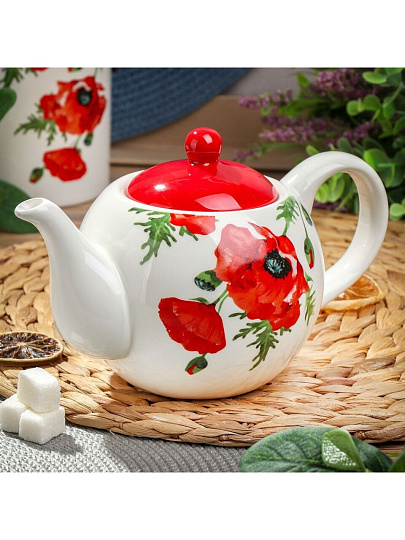 Чайник заварочный доломит, 0.95 л, Daniks, Алый мак