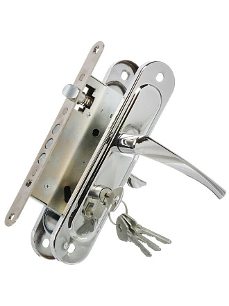 Замок врезной Зенит, ЗВ4.009/17, БП-00011650, ручка в комплекте, цилиндровый, хром