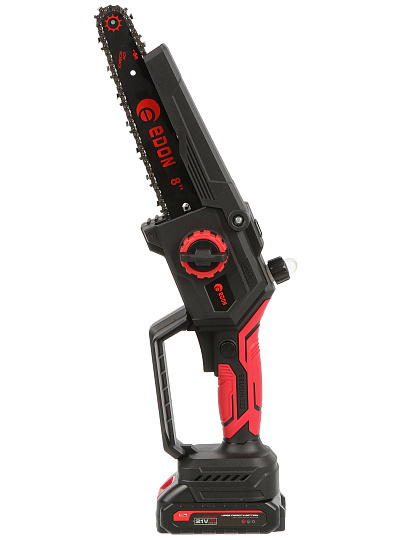 Пила цепная аккумуляторная, Edon, длина шины 24 см, 46 звеньев, Super NS-21/8BL, 21 В, 2 АКБх2.0 Ач