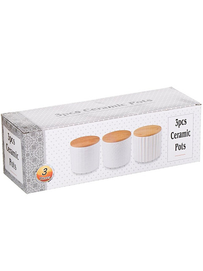Банка для сыпучих продуктов, керамика, 0.75 л, 3 шт, с крышкой, Чай Кофе Сахар