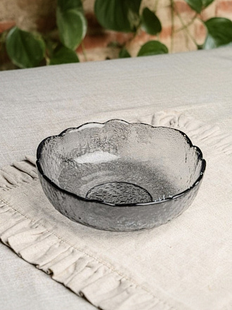 Салатник стекло, круглый, 21х7 см, 0.935 л, Графит, Декостек, 5819/1-Н7