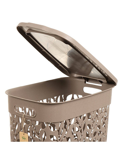 Корзина для белья, 35 л, 42х26.5х50.5 см, прямоугольная, пластик, французский серая, с крышкой, Idea, Флора, М 2620