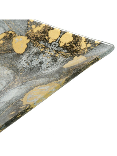 Тарелка обеденная, стекло, 23х23 см, квадратная, Флюид, Daniks