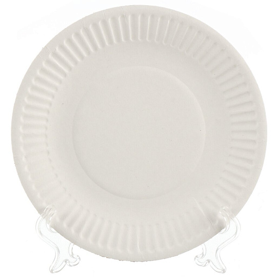 Тарелка одноразовая 12 шт, диаметр 170 мм, картон, Мистерия, 183000, белая