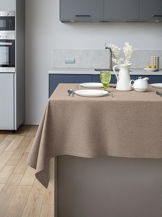 Скатерть 165х200 см, 100% полиэстер, 280 г/м2, Волшебная ночь, Какао, коричневая