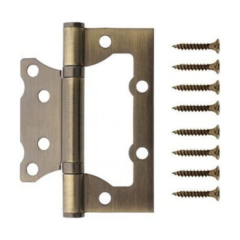 Петля накладная для деревянных дверей, Code Deco, 100x75x2.5 мм, универсальная, B2-AB, 29170, 2 шт, 2 подшипника, бронза