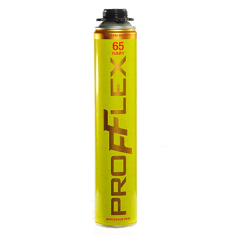 Пена монтажная Profflex, Yellow Lite, профессиональная, 65 л, 850 мл, 850 г, летняя