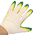 Перчатки х/б, латексный облив двойной, 13 класс вязки, зеленая основа - фото 3