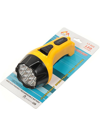 Фонарь ручной, встроенный аккумулятор, зарядка от сети 220 В, пластик, черно-желтый, 7 LED, SPE17194-2