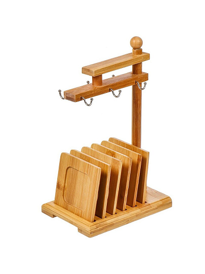 Набор чайный керамика, 13 предметов, на 6 персон, 120 мл, на бамбуковой подставке, Y4-6284, подарочная упаковка