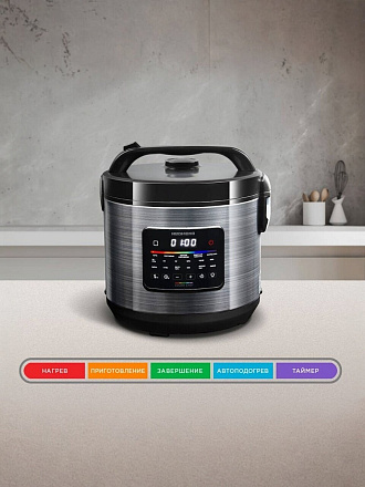 Мультиварка Редмонд, MC109, 14 программ, 5 л, 860 Вт, антипригарное покрытие чаши, антипригарное покрытие, сенсорная, черная