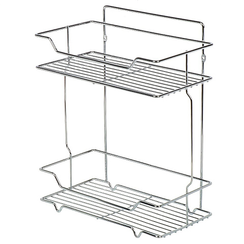 Полка для ванной металл, настенная, 2 яруса, прямая, 29.5х15.5х35.5 см, хром, Delphinium, АЕ-430, 101033