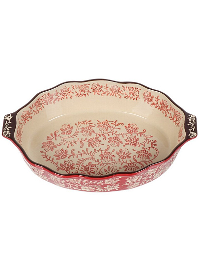 Форма для запекания керамика, 28.9х18.7х6 см, 1.5 л, фигурная, Ветви на красном, Y6-10301