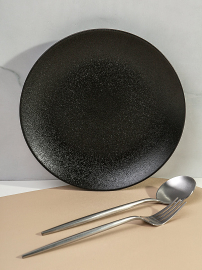 Тарелка десертная, керамика, 20 см, круглая, Крафт, Daniks, A0017Y101, черная