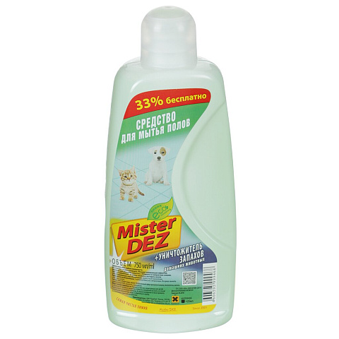 Средство для мытья полов Mister Dez, Уничтожитель запахов, 0.75 л