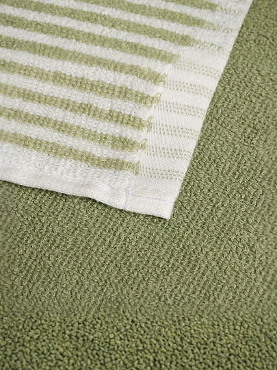 Набор полотенец кухонных 2 шт, 30х50 см, махровый, 100% хлопок, 400 г/м2, Silvano, Полосы, серо-зеленый, Узбекистан