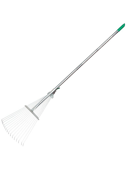 Грабли веерные, 15 зуб, сталь, раздвижной, черенок металлический, ГВР-15