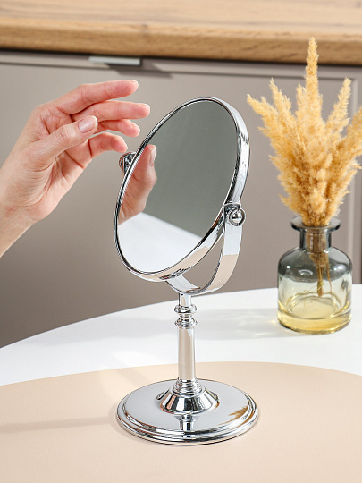 Зеркало настольное, 18.5х27 см, пластик, на ножке, круглое, Y9-026