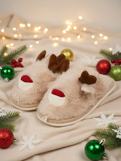 Тапки для женщин, бежевые, р. 40-41, Пушистики, A210403