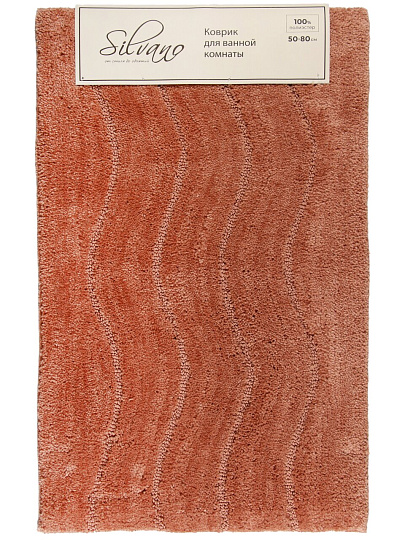Коврик для ванной, 0.5х0.8 м, микрофибра, волна, персиковый, Silvano, Лиона