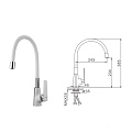 Смеситель для кухни, Frap, гибкий излив, с картриджем, белый, F4458 - фото 2