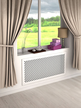 Экран для радиатора, МДФ, 900х600 мм, белый, Готико, Стильный Дом, v545967