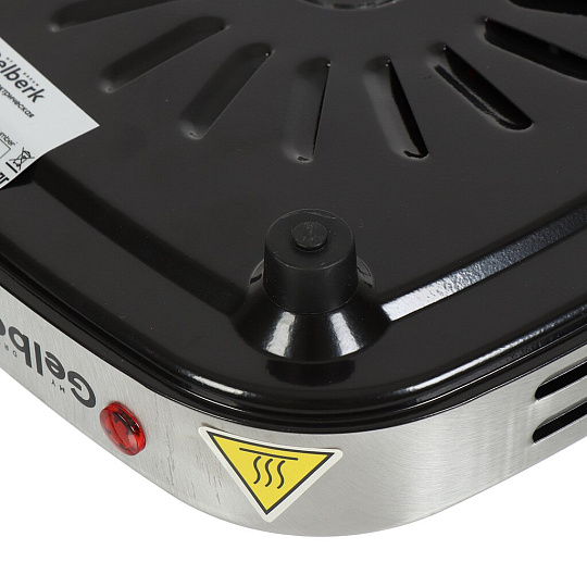 Плита электрическая Gelberk, GL-115, 1500 Вт, 1 конфорка, диск, нержавеющая сталь, механическая, переключатель поворотный