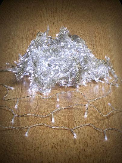 Гирлянда 500 ламп, 4х2.5 м, 8 режимов, Занавес, холодный белый свет, прозрачная, сетевая, Y4-5650