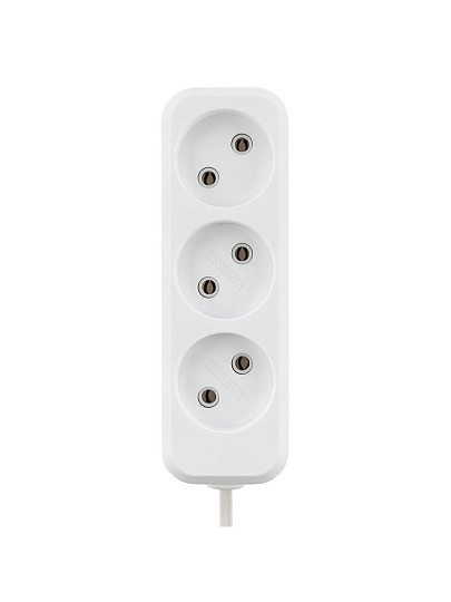 Удлинитель 3 гнезда, 5 м, без заземления, 10 А, 2300 Вт, белый, TDM Electric, Народный УН3, SQ1303-1